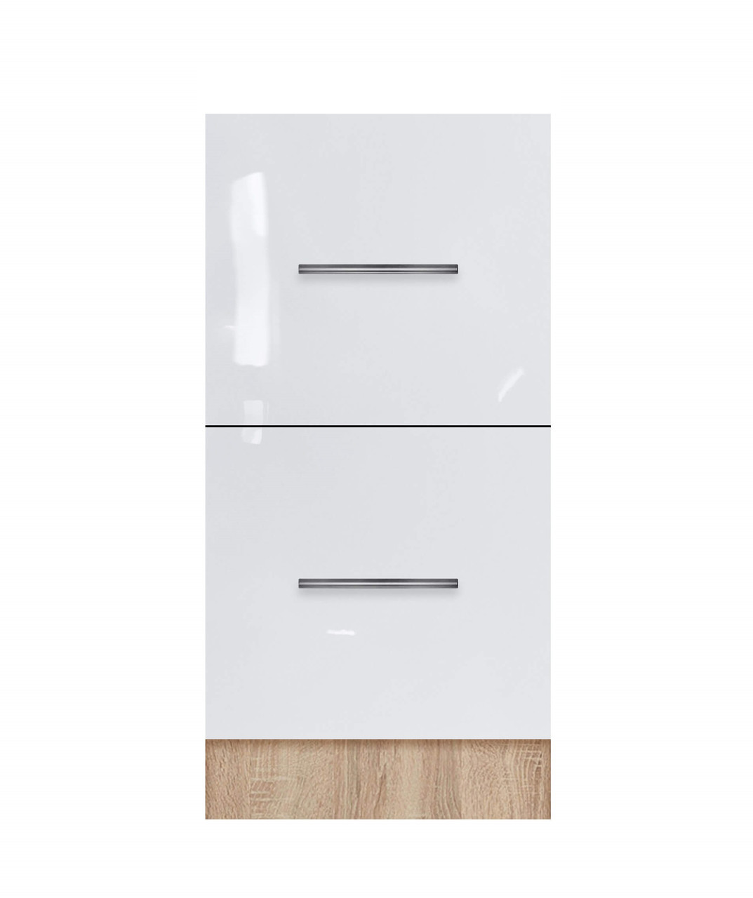 Тумба з двома ящиками (без стільниці) ЛЮКС із фарбованими МДФ фасадами ширина 400 МАКСІ-Мебель Дуб сонома/Білий, фото 1