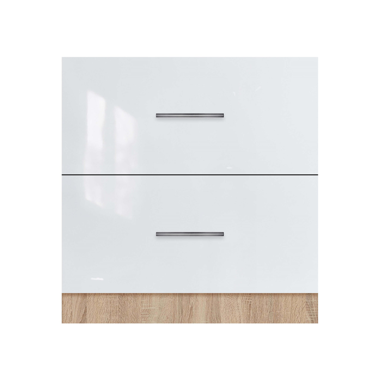 Тумба з двома ящиками (без стільниці) ЛЮКС із фарбованими МДФ фасадами ширина 600 МАКСІ-Мебель Дуб сонома/Білий, фото 1