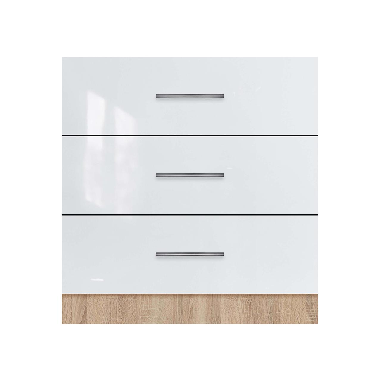 Тумба з трьома ящиками (без стільниці) ЛЮКС із фарбованими МДФ фасадами ширина 600 МАКСІ-Мебель Дуб сонома/Білий, фото 1