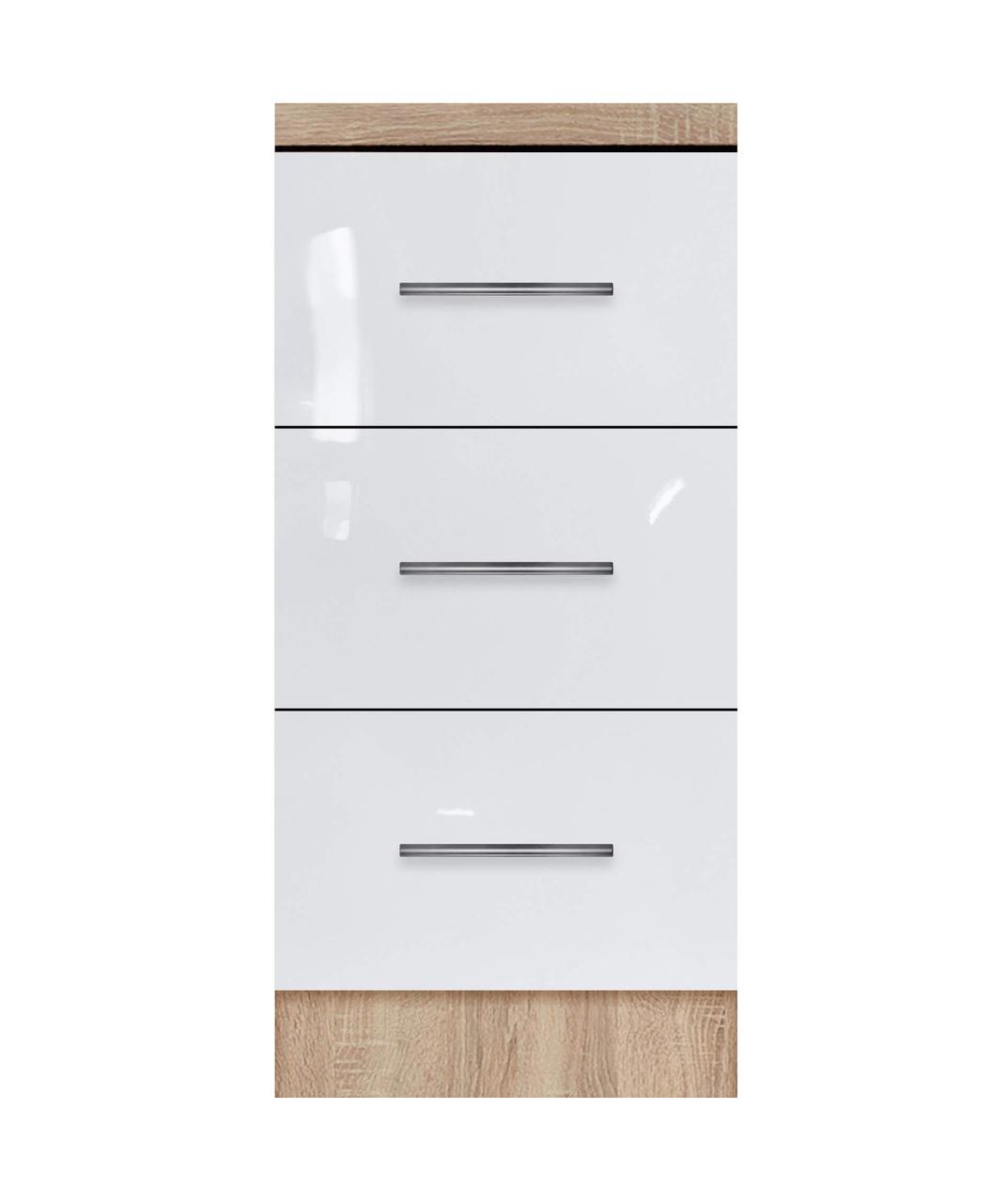 Тумба з трьома ящиками зі стільницею 1-ї категорії (складська програма) ЛЮКС із фарбованими МДФ фасадами ширина, фото 1