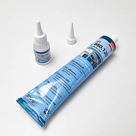 Суперклей Cosmofen CA 500.200 з рідким пластиком Cosmofen SL-660.120 білий