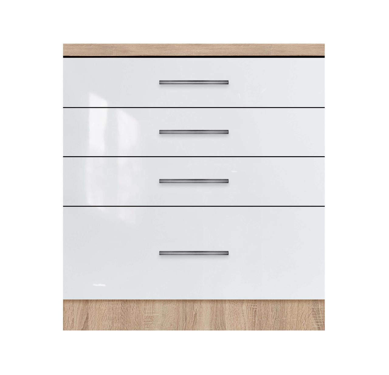 Тумба з чотирма ящиками зі стільницею 1-ї категорії (складська програма) ЛЮКС із фарбованими МДФ фасадами, фото 1