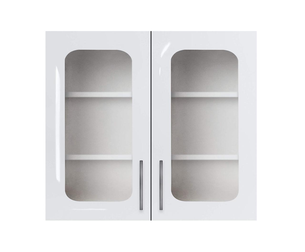 Навісна шафа-вітрина (двохдверна) (скло 4 мм) ЛЮКС з фарбованими МДФ фасадами ширина 600 МАКСІ-МЕбель Дуб, фото 1