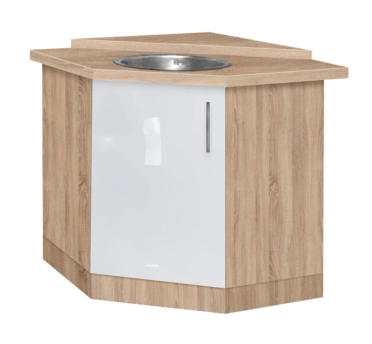 Тумба кутова кухонна No1 з врізною мийкою зі стільницею 1-ї категорії (складська програма) ЛЮКС з фарбованими, фото 1