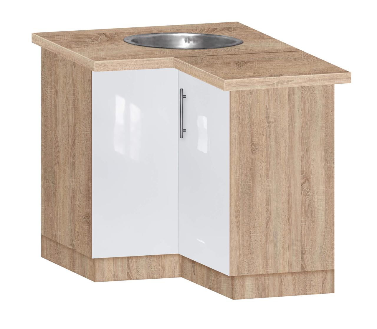 Тумба кутова кухонна No2 з врізною мийкою зі стільницею 1-ї категорії (складська програма) ЛЮКС з фарбованими, фото 1