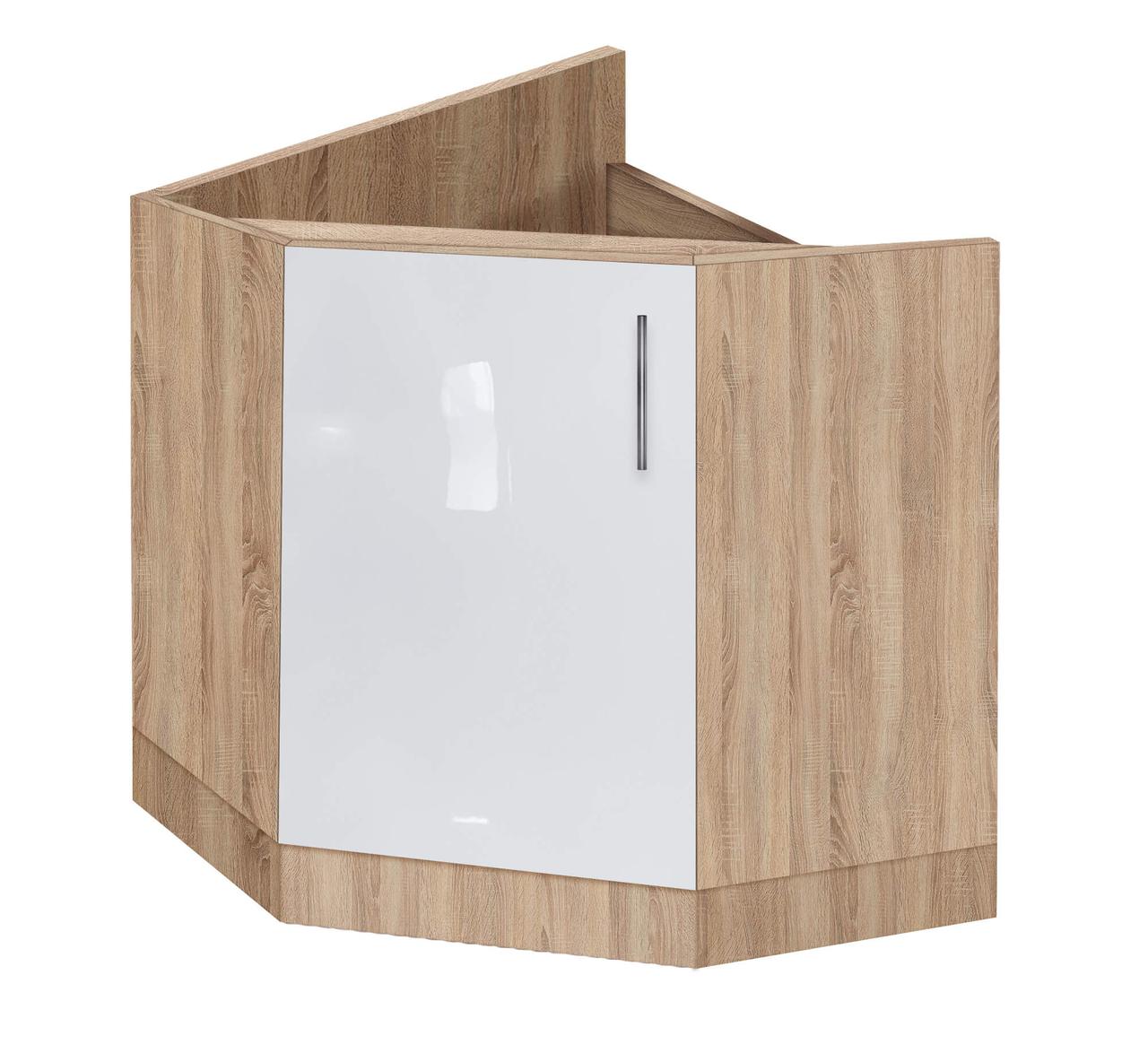 Тумба кутова кухонна під врізну мийку No1 без стлешниці ЛЮКС з фарбованими МДФ фасадами МАКСІ-Мебель Дуб, фото 1