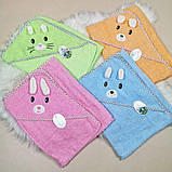 Дитячий рушник Зайка із капюшоном 90*90 см дитячий рушничок куточок, фото 4