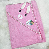 Дитячий рушник Зайка із капюшоном 90*90 см дитячий рушничок куточок, фото 5