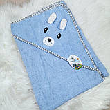 Дитячий рушник Зайка із капюшоном 90*90 см дитячий рушничок куточок, фото 3