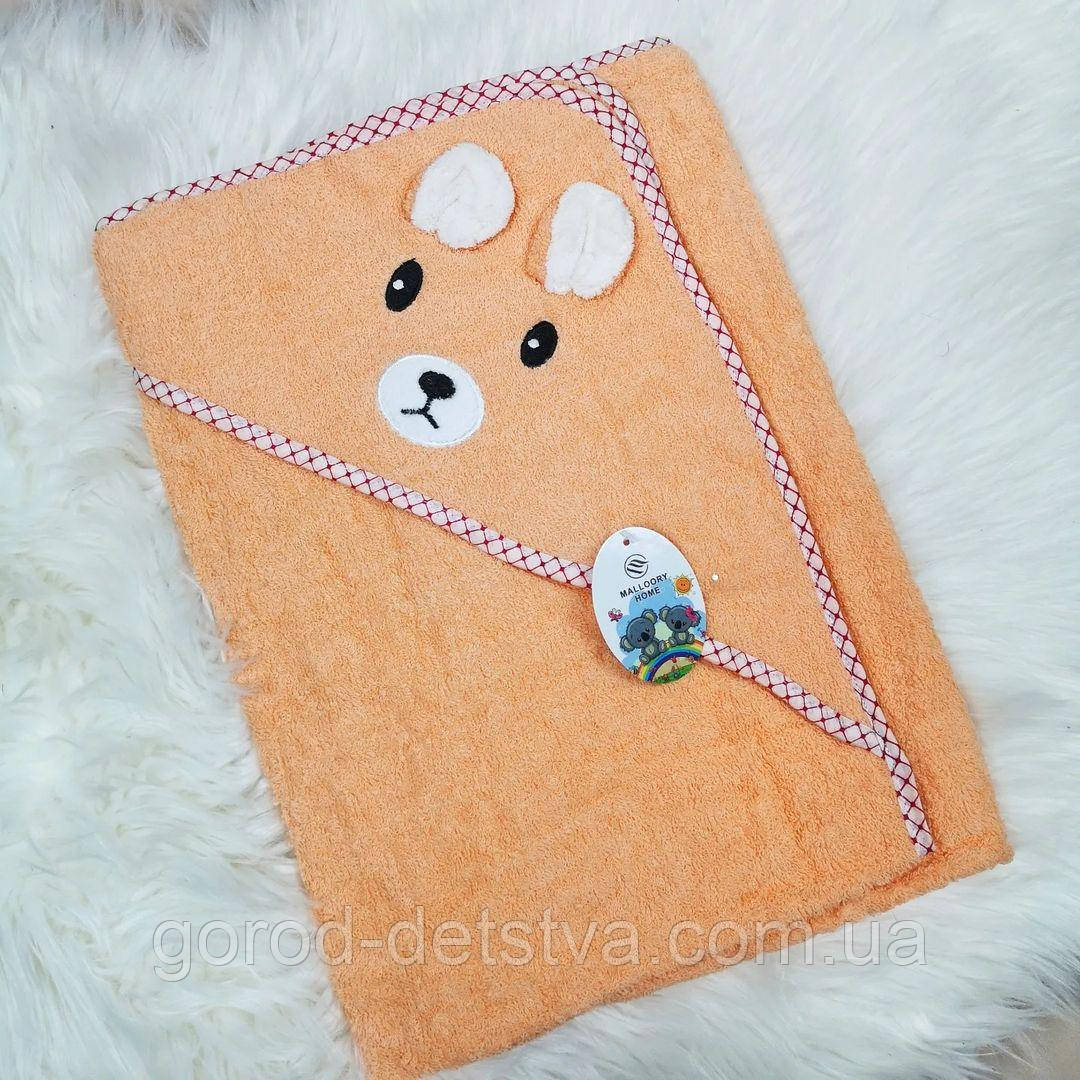 Дитячий рушник Зайка із капюшоном 90*90 см дитячий рушничок куточок, фото 1