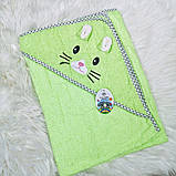 Дитячий рушник Зайка із капюшоном 90*90 см дитячий рушничок куточок, фото 2