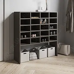 Стелаж для взуття ДСП Зручна взуттєва полиця з нішею під ящики Взуттєвниці у передпокій на 20 відкритих комірок