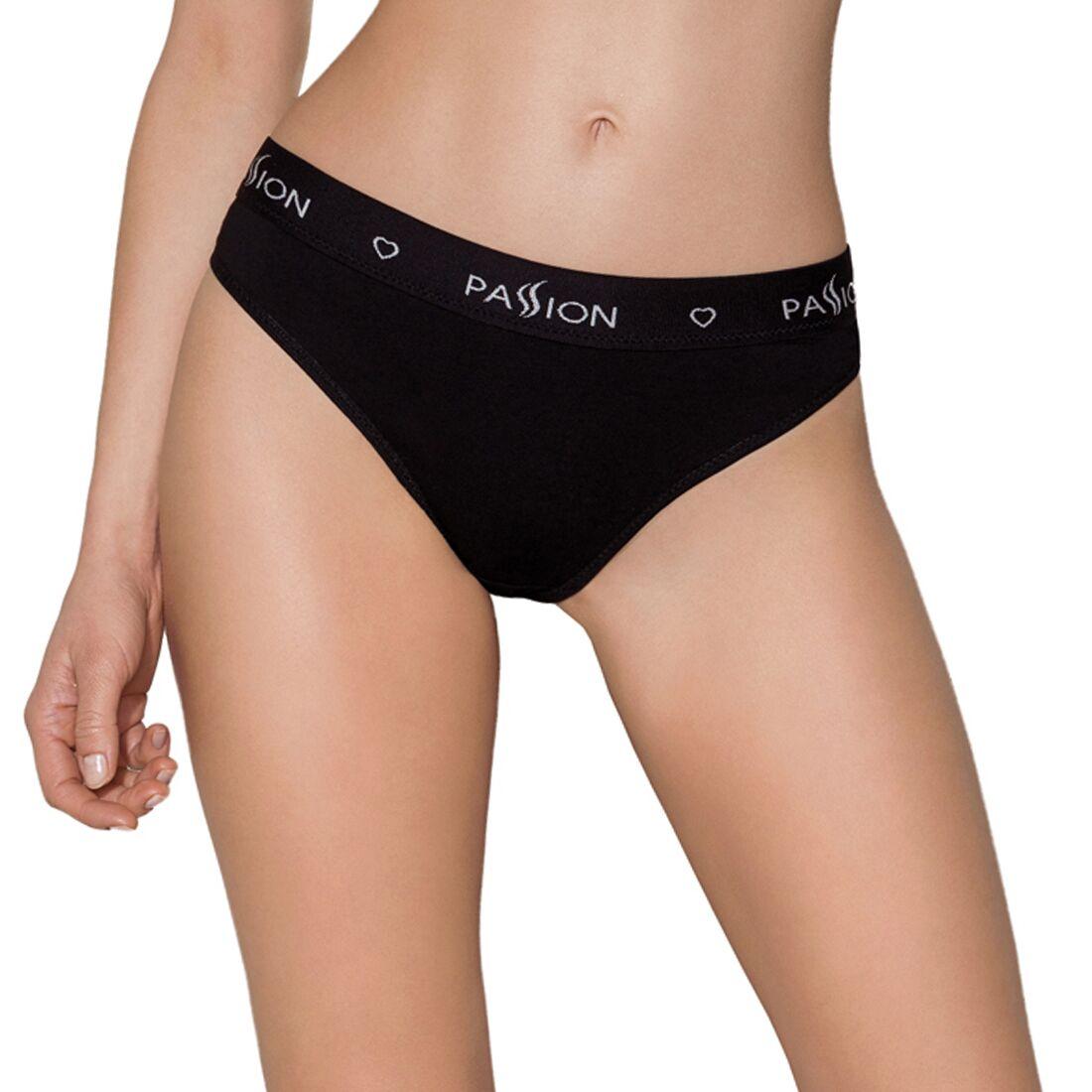 Трусики-сліпи з бавовни та еластаном Passion PS004 PANTIES L, black 18+