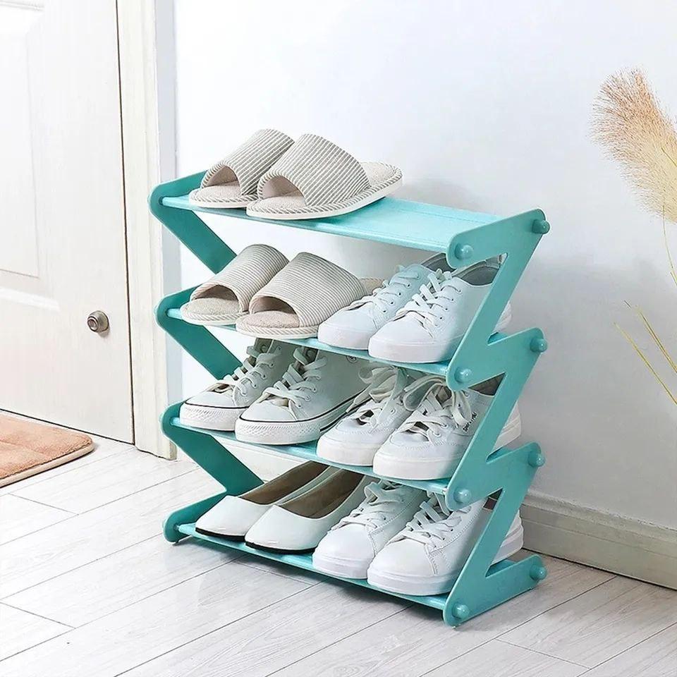 Полиця-стійка-органайзер для взуття 4 полиці Shape Shoe rack (блакитний) SSR-011-Blue