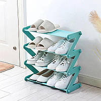 Полиця-стійка-органайзер для взуття 4 полиці Shape Shoe rack (блакитний) SSR-011-Blue