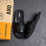 Чоловічі шкіряні літні шльопанці-сланці Jordan, чоловічі чорні капці, шльопанці для чоловіків, фото 6