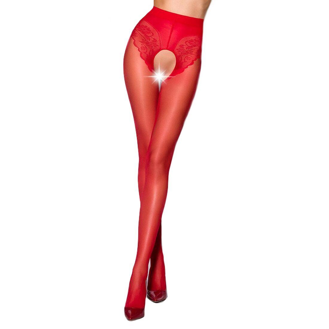 Еротичні колготки Passion TIOPEN 006 3/4 (30 den), red, з вирізом, імітація трусиків 18+