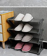 Полиця-стійка-органайзер для взуття 4 полиці Shape Shoe rack (чорний) SSR-011-Black