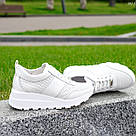 Шкіряні жіночі білі кросівки перфорація, фото 4