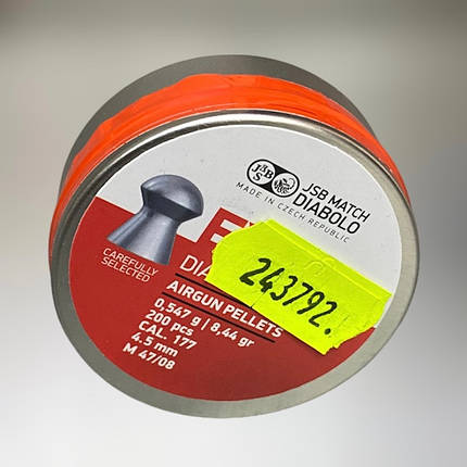 Кулі пневматичні JSB Diabolo Exact кал. 4.5 мм, вага – 0.547 г, 200 шт/уп., точні кульки для пневматики (546235-200), фото 1