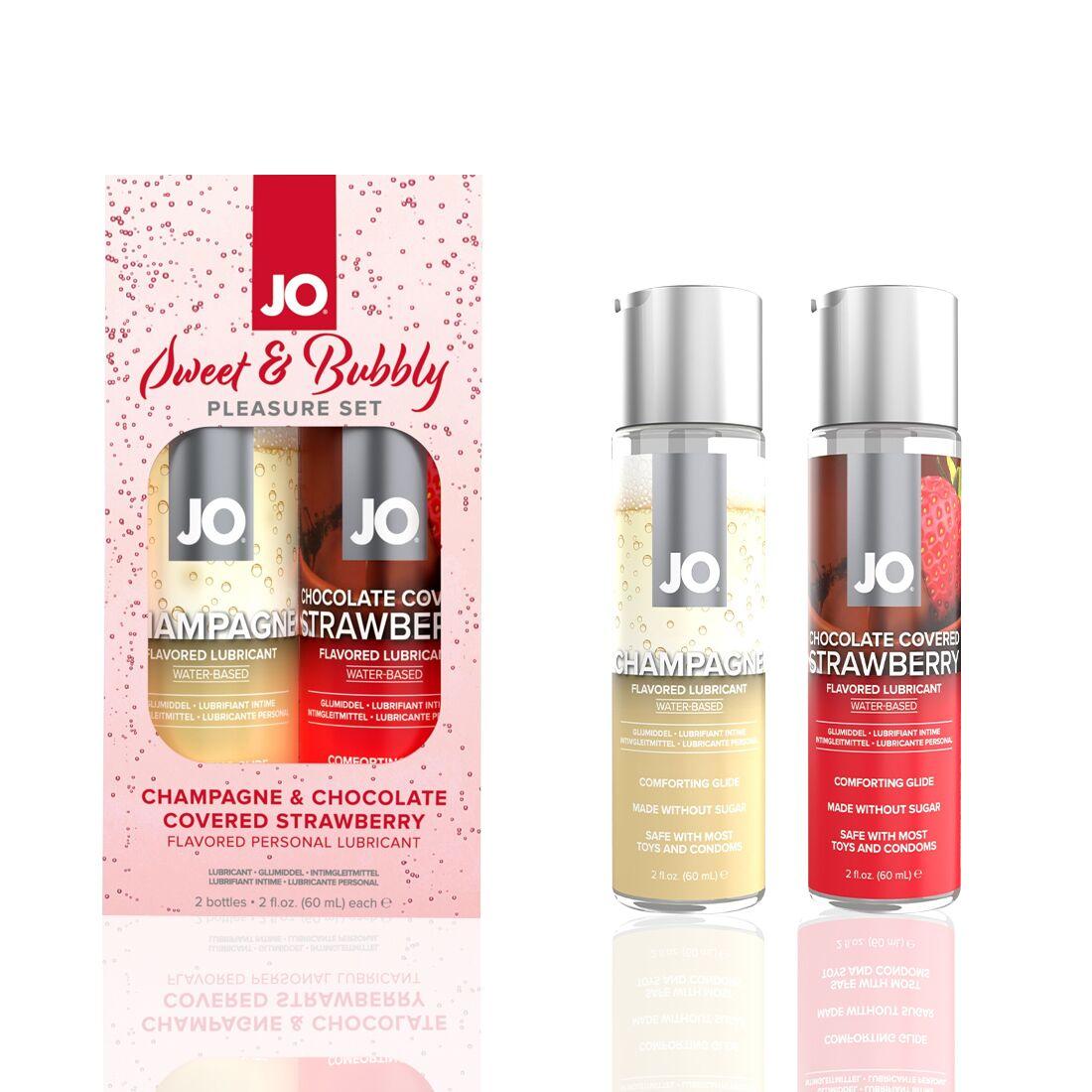 Набір лубрикантів JO Sweet&Bubbly — Champagne & Chocolate Covered Strawberry (2×60 мл) 18+
