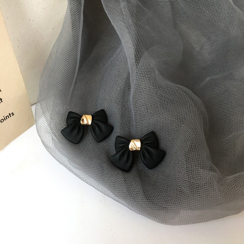 Стильні жіночі сережки Чорні бантики, ошатні, вечірні сережки (чорний)