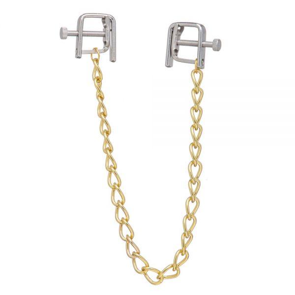 Затискачі на соски квадратні Lucky Bay Nipple play з золотим ланцюжком 18+, фото 1