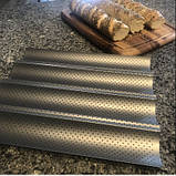 Деко антипригарне для випічки 4  багетів одночасно, 38х33) з перфорацією, фото 5