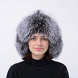 Зимова тепла шапка-вушанка Унісекс з натурального хутра блюфросту Чорнобурка, фото 3