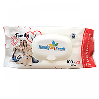 Детские влажные салфетки 100+20 шт Family ТМ Handy Fresh