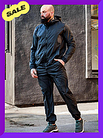 Стильний чоловічий спортивний костюм плащівка, захист від вітру та дощу, куртка на змійці і штани манжет