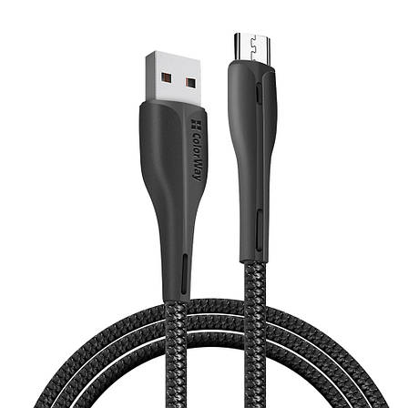 Кабель USB - microUSB ColorWay CBUM034-BK 1,0м чорний, фото 1
