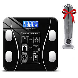 Ваги підлогові з додатком до 180 кг, Bluetooth, A-8003, Чорні + Подарунок Акумуляторна лампа YL-8682T-S