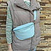 Шкіряна жіноча сумка бананка нагрудна, сумочка з натуральної шкіри Блакитної, фото 8