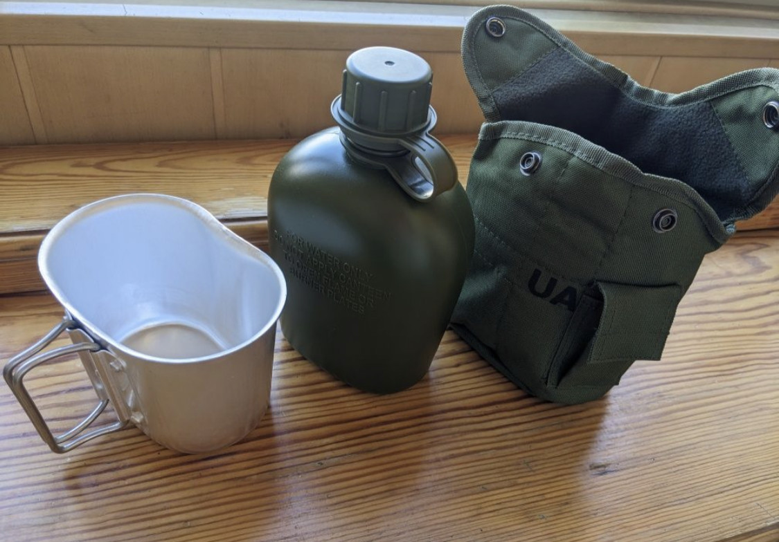 Купить Фляга для воды 1L с котелком армейская фляга с чехлом военная ...