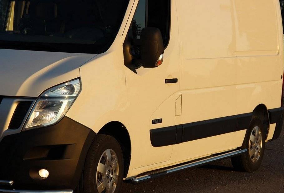 Бічні пороги труби D60 на Opel Movano 2010+ Пороги труба з проходом для Опель Мовано S-база, фото 1