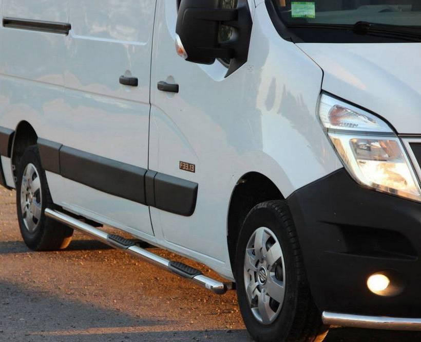 Бічні пороги труби D60 на Opel Movano 2010+ Пороги труба з проходом для Опель Мовано EXL-база, фото 1