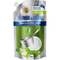 Средство для ручного мытья посуды Wash&Free зеленое яблоко и экстракт эдельвейса дой-пак 500 г (4260637724656)