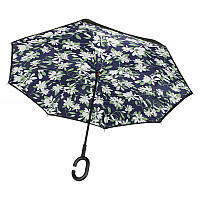 Зонт наоборот Lesko Up-Brella Лилии механический анти-зонт антиветер зонтик обратного сложения SKU-77