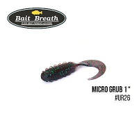 Силиконовая приманка, Съедобный силикон Bait Breath Micro Grub 1" (15шт.) (Ur26 Junebug/green*seed)