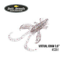 Силиконовая приманка, Съедобный силикон Bait Breath Virtual Craw 3,6'' (8шт.) (S351 UV ologram Clear Red)