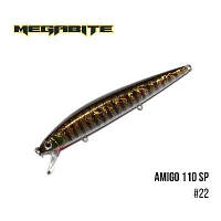 Воблер - рыболовная приманка Megabite Amigo 110 SP 110 мм, 14,3 гр, 1,0 m 22