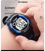 Електронний годинник на батарейках з протиударним захистом на силіконовому браслеті синій