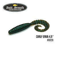 Силиконовая приманка, Съедобный силикон Bait Breath Curly Grub 4,5" (8шт) (Ur28 Motoroil/green)