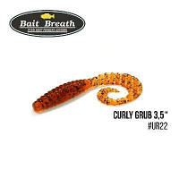 Силиконовая приманка, Съедобный силикон Bait Breath Curly Grub 3,5" (10шт) (Ur22 Orange/pumpkin/seed)