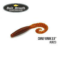 Силиконовая приманка, Съедобный силикон Bait Breath Curly Grub 3,5" (10шт) (Ur23 Pumpkin/red)