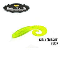 Силиконовая приманка, Съедобный силикон Bait Breath Curly Grub 3,5" (10шт) (Ur27 Chartreuse/silver)