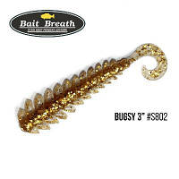 Силиконовая приманка, Съедобный силикон Bait Breath BUGSY 3" Rock Soul (11 шт.) (S802 Clear/Gold)