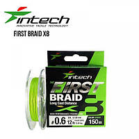 Шнур плетенный рыболовный Intech Интеч First Braid X8 Green 100m 0.6 12lb/5.45kg