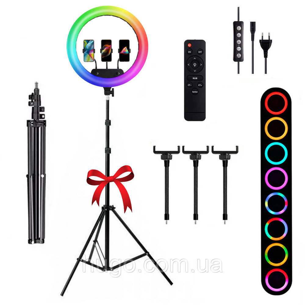 Кольцевая лампа 45 см RGB, MJ45 + Подарок Штатив раскладной для ...